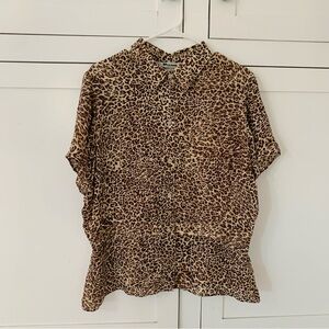 Nygard Collection Vintage Silk Chetah Print Button Shirt Size 16